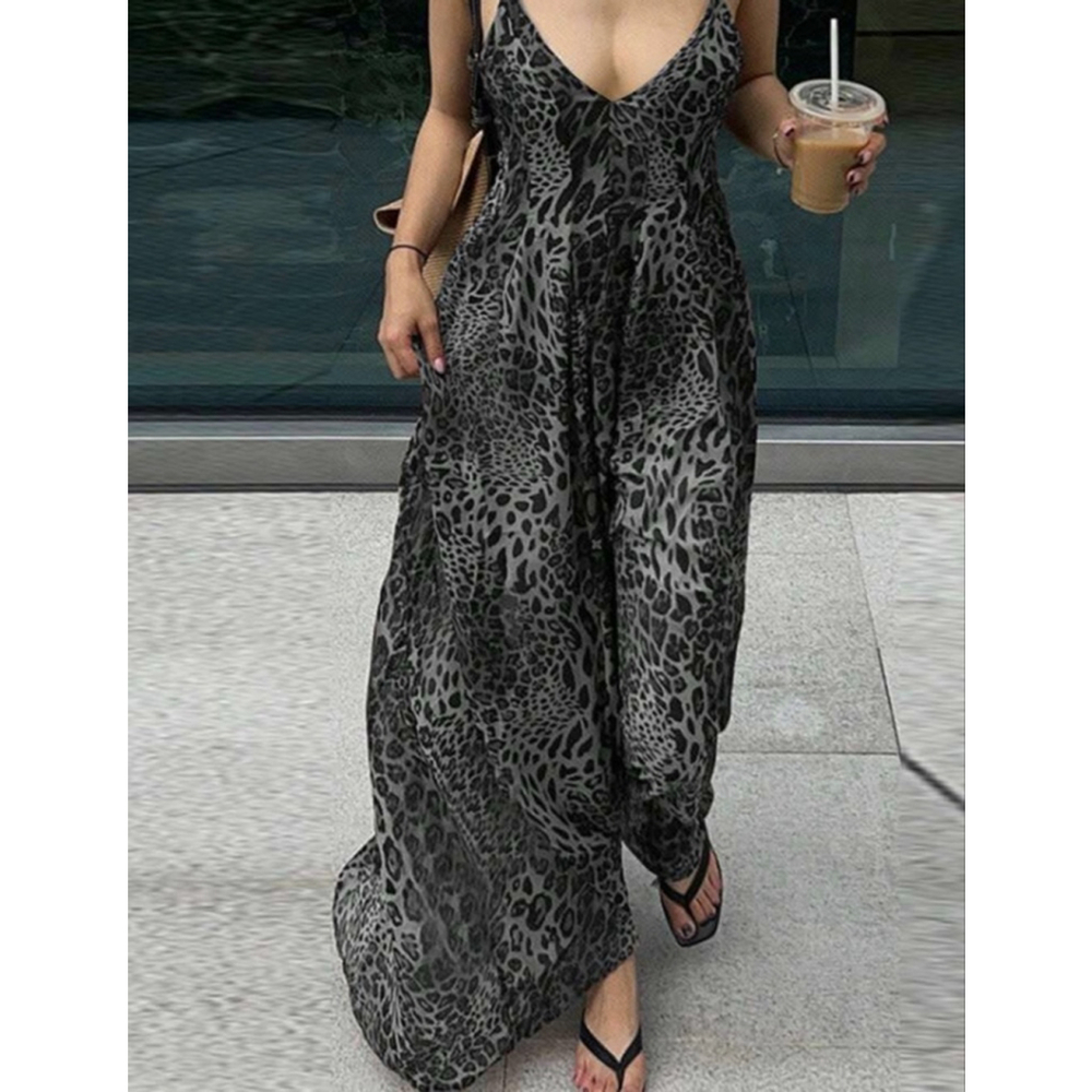 NEW Leopard Lightweight Spaghetti Strap Maxi Sun Dress M